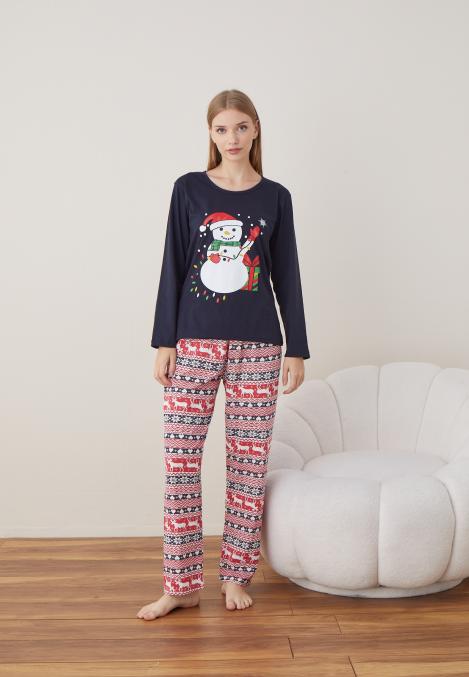 Pijama Dama Craciun ,maneca lunga ,pantaloni lungi,Engros